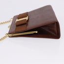 Salvatore Ferragamo Vala Chain Shoulder Bag Leather Brown Gold Auth 199629A-5