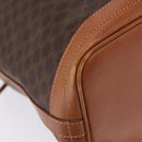 CELINE Macadam Canvas Shoulder Bag PVC Leather Brown Gold Auth 199630-17