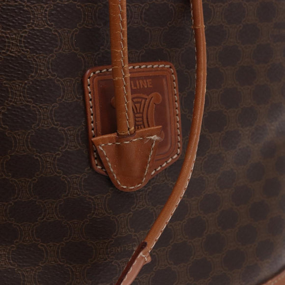 CELINE Macadam Canvas Shoulder Bag PVC Leather Brown Gold Auth 199630