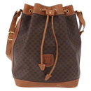 CELINE Macadam Canvas Shoulder Bag PVC Leather Brown Gold Auth 199630-13