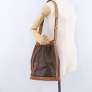 CELINE Macadam Canvas Shoulder Bag PVC Leather Brown Gold Auth 199630-25