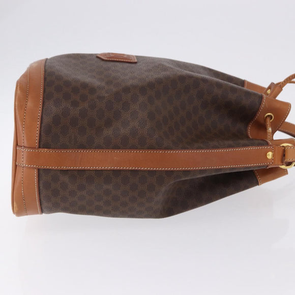 CELINE Macadam Canvas Shoulder Bag PVC Leather Brown Gold Auth 199630
