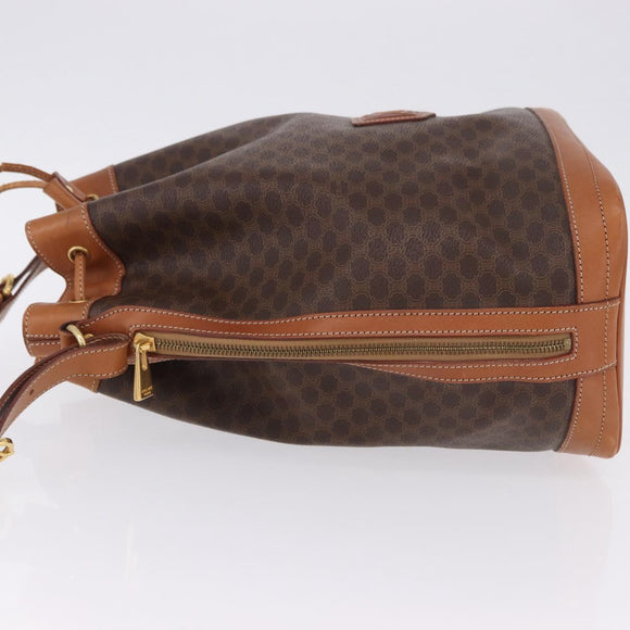 CELINE Macadam Canvas Shoulder Bag PVC Leather Brown Gold Auth 199630