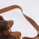 CELINE Macadam Canvas Shoulder Bag PVC Leather Brown Gold Auth 199630-14