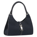 GUCCI GG Canvas Jackie Hand Bag Black Silver 002 1067 Auth 199636V-1