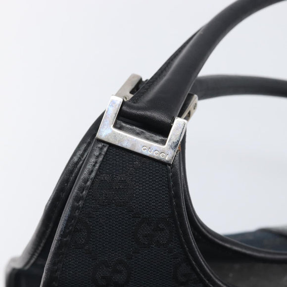 GUCCI GG Canvas Jackie Hand Bag Black Silver 002 1067 Auth 199636V