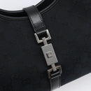 GUCCI GG Canvas Jackie Hand Bag Black Silver 002 1067 Auth 199636V-18