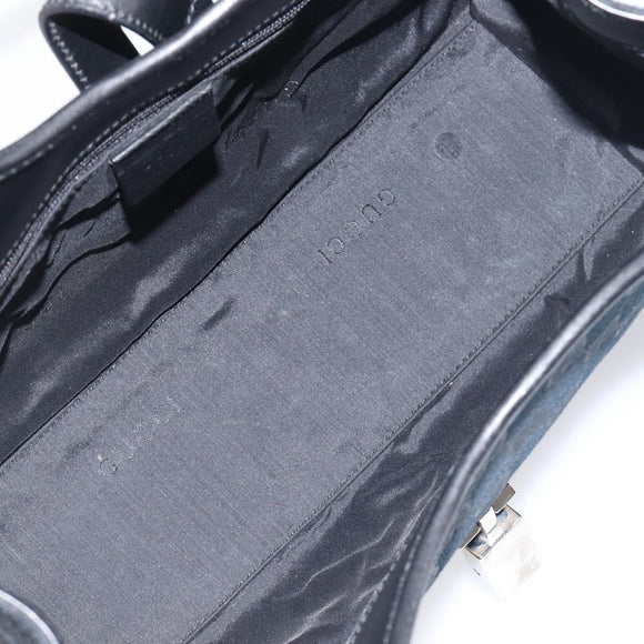 GUCCI GG Canvas Jackie Hand Bag Black Silver 002 1067 Auth 199636V