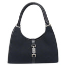 GUCCI GG Canvas Jackie Hand Bag Black Silver 002 1067 Auth 199636V-13