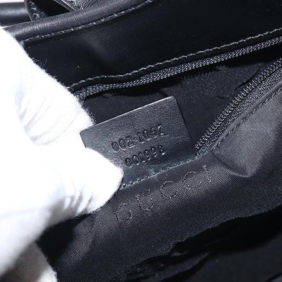 GUCCI GG Canvas Jackie Hand Bag Black Silver 002 1067 Auth 199636V