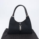 GUCCI GG Canvas Jackie Hand Bag Black Silver 002 1067 Auth 199636V-12