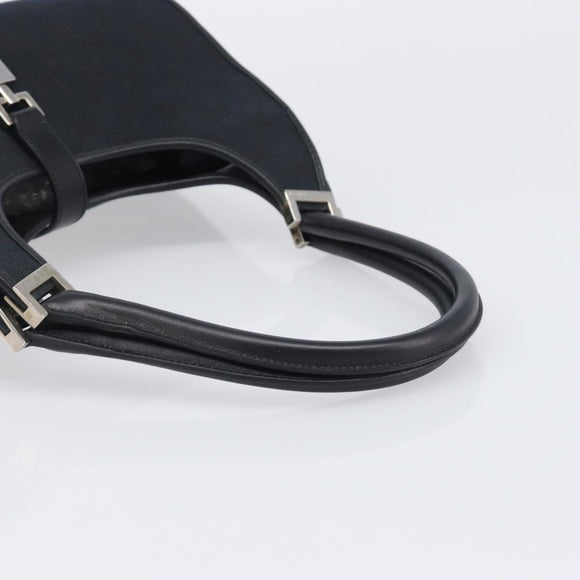GUCCI GG Canvas Jackie Hand Bag Black Silver 002 1067 Auth 199636V