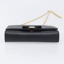 Salvatore Ferragamo Vala Chain Shoulder Bag Leather Black Gold Auth 199639V-10
