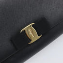 Salvatore Ferragamo Vala Chain Shoulder Bag Leather Black Gold Auth 199639V-15