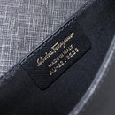 Salvatore Ferragamo Vala Chain Shoulder Bag Leather Black Gold Auth 199639V-17