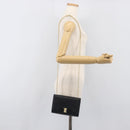 Salvatore Ferragamo Vala Chain Shoulder Bag Leather Black Gold Auth 199639V-22