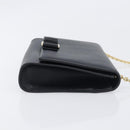 Salvatore Ferragamo Vala Chain Shoulder Bag Leather Black Gold Auth 199639V-4
