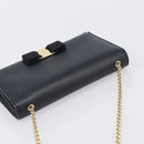Salvatore Ferragamo Vala Chain Shoulder Bag Leather Black Gold Auth 199639V-6
