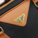 SAINT LAURENT Boston Bag PVC Canvas Black Gold Auth 199641-14