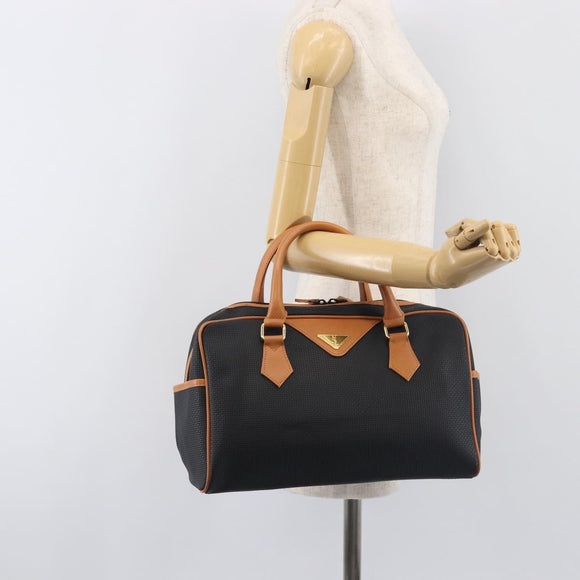 SAINT LAURENT Boston Bag PVC Canvas Black Gold Auth 199641