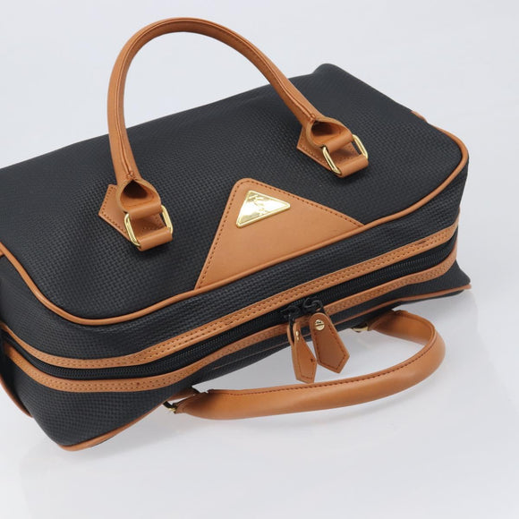 SAINT LAURENT Boston Bag PVC Canvas Black Gold Auth 199641