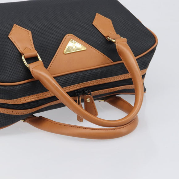 SAINT LAURENT Boston Bag PVC Canvas Black Gold Auth 199641