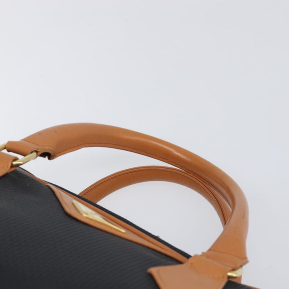 SAINT LAURENT Boston Bag PVC Canvas Black Gold Auth 199641