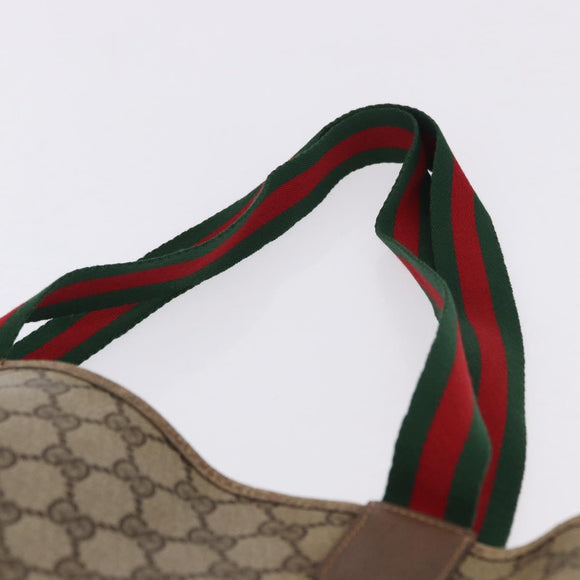 GUCCI GG Supreme Web Sherry Line Tote Bag PVC Beige Gold 39 02 003 Auth 199642