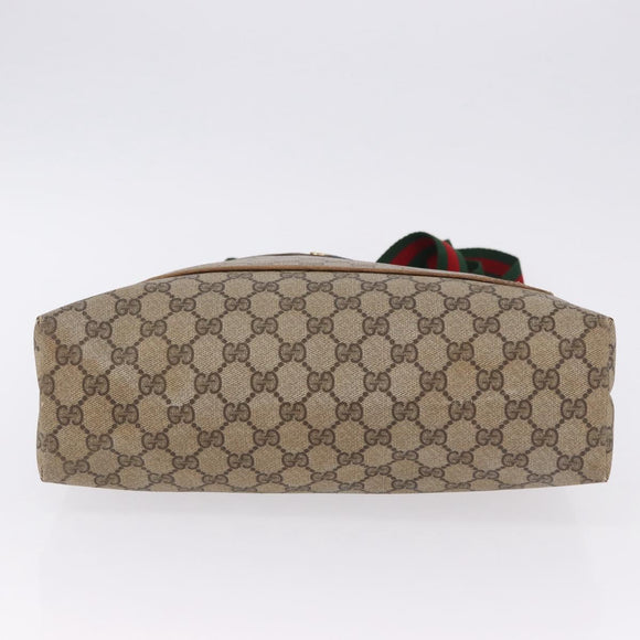 GUCCI GG Supreme Web Sherry Line Tote Bag PVC Beige Gold 39 02 003 Auth 199642