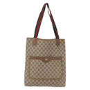GUCCI GG Supreme Web Sherry Line Tote Bag PVC Beige Gold 39 02 003 Auth 199642-13