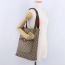 GUCCI GG Supreme Web Sherry Line Tote Bag PVC Beige Gold 39 02 003 Auth 199642-23