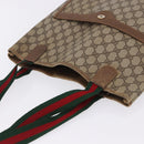 GUCCI GG Supreme Web Sherry Line Tote Bag PVC Beige Gold 39 02 003 Auth 199642-8