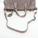 PRADA Gathered Hand Bag Leather 2way Gray Silver Auth 199643V-8