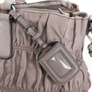 PRADA Gathered Hand Bag Leather 2way Gray Silver Auth 199643V-22