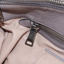 PRADA Gathered Hand Bag Leather 2way Gray Silver Auth 199643V-28