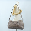 PRADA Gathered Hand Bag Leather 2way Gray Silver Auth 199643V-30