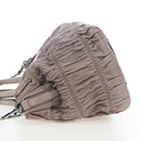 PRADA Gathered Hand Bag Leather 2way Gray Silver Auth 199643V-3