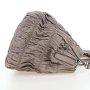 PRADA Gathered Hand Bag Leather 2way Gray Silver Auth 199643V-4