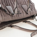 PRADA Gathered Hand Bag Leather 2way Gray Silver Auth 199643V-14