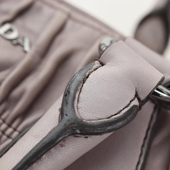 PRADA Gathered Hand Bag Leather 2way Gray Silver Auth 199643V