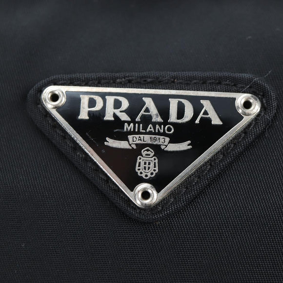 PRADA Shoulder Bag Nylon Black Silver Auth 199644V