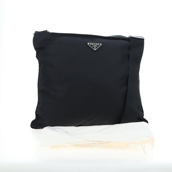 PRADA Shoulder Bag Nylon Black Silver Auth 199644V