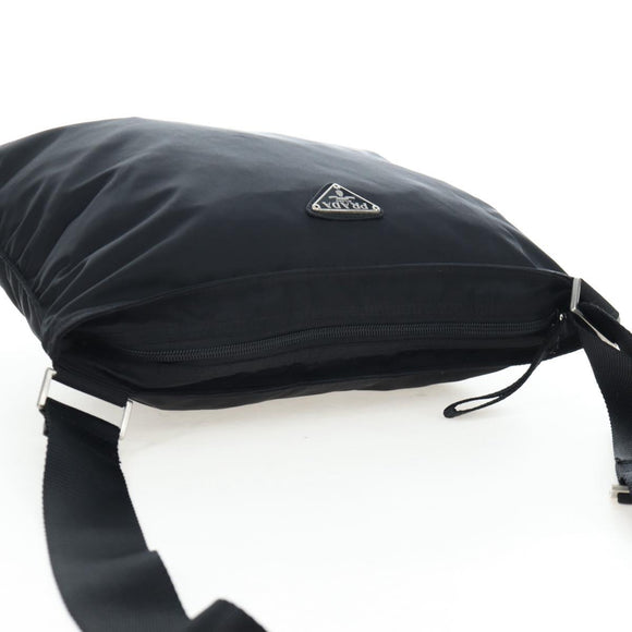 PRADA Shoulder Bag Nylon Black Silver Auth 199644V