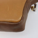LOEWE Shoulder Bag Leather Brown Gold Auth 199645-15