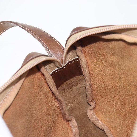 LOEWE Shoulder Bag Leather Brown Gold Auth 199645