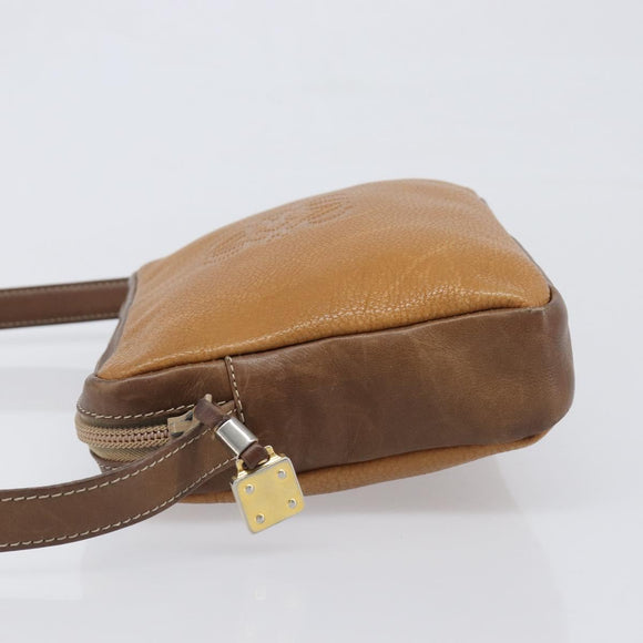 LOEWE Shoulder Bag Leather Brown Gold Auth 199645