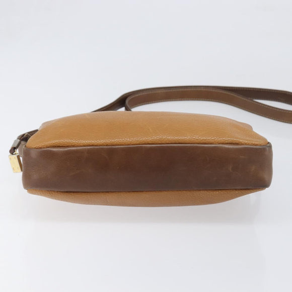 LOEWE Shoulder Bag Leather Brown Gold Auth 199645