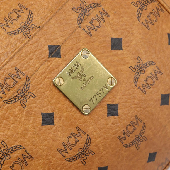 MCM Vicetos Logogram Tote Bag PVC Leather Brown Gold Auth 199646