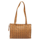MCM Vicetos Logogram Tote Bag PVC Leather Brown Gold Auth 199646-2