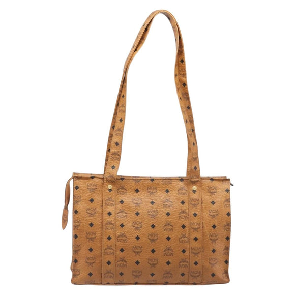 MCM Vicetos Logogram Tote Bag PVC Leather Brown Gold Auth 199646